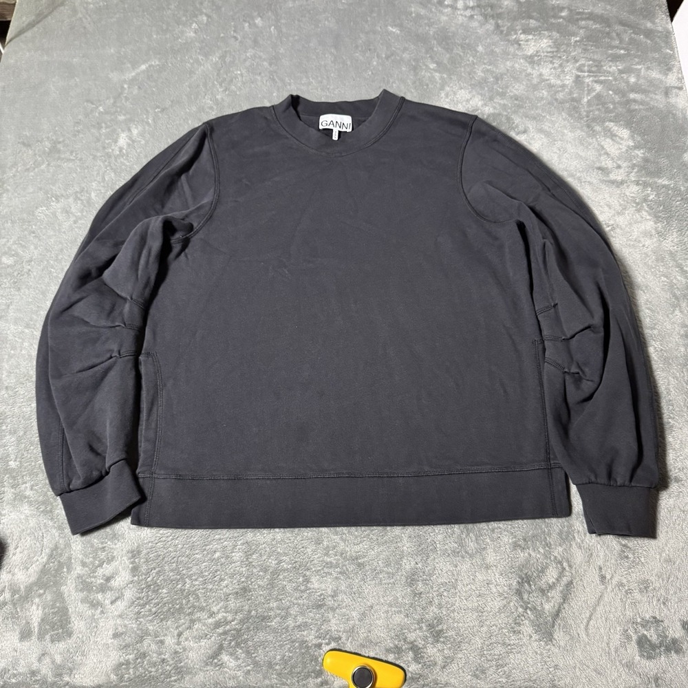GANNI Sweatshirt Jumper Isoli Oversized Side Slits‎ Womens Size Small in Gray